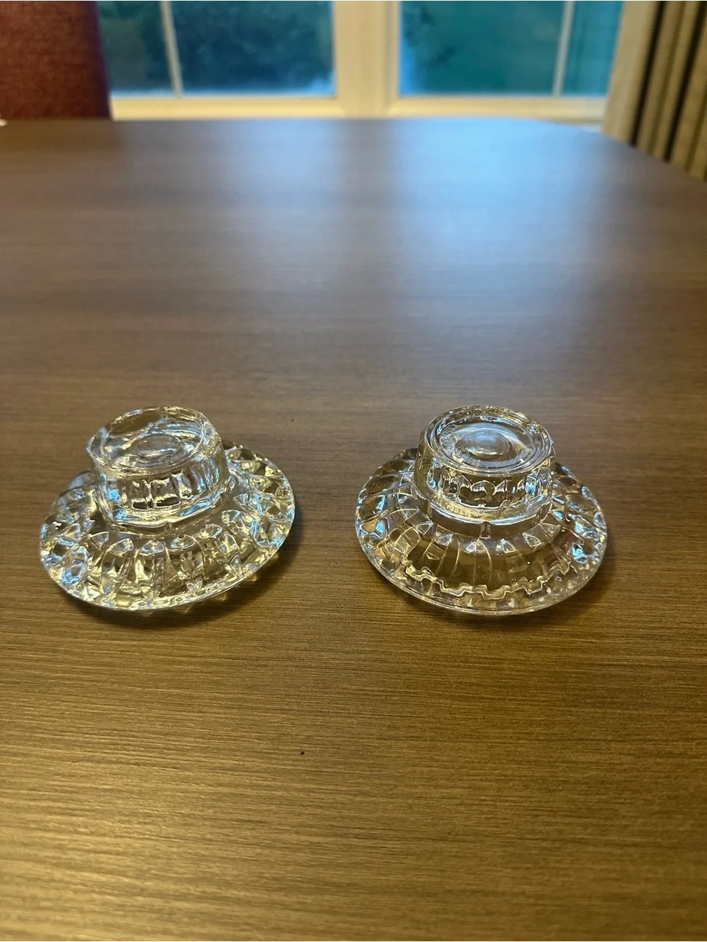 Pair of Clear Pressed Glass Candle Holders